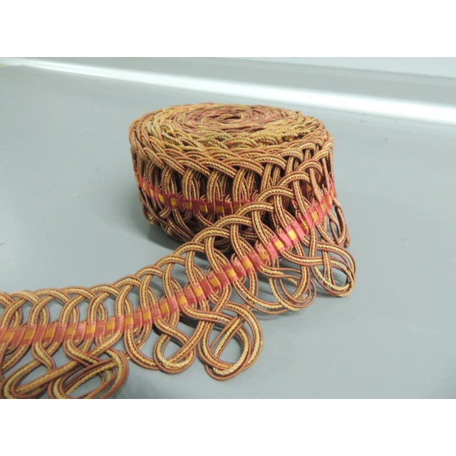 Traditional Antique Red & Pink Heavy Woven Decorative Trim For Sale - Image 3 of 4