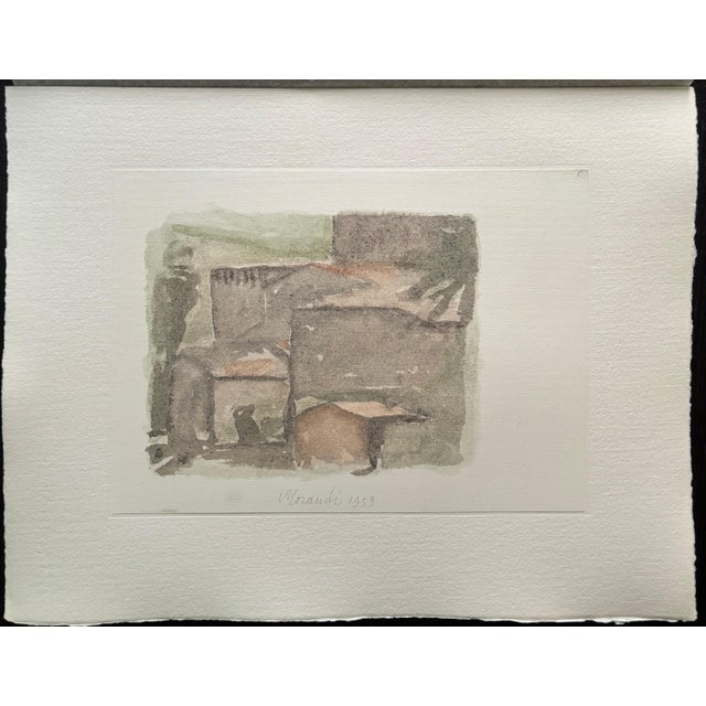 Giorgio Morandi (1890-1964) "Paesaggio" (Landscape) Colour Photo-lithograph on thick cotton handmade paper Signed and...