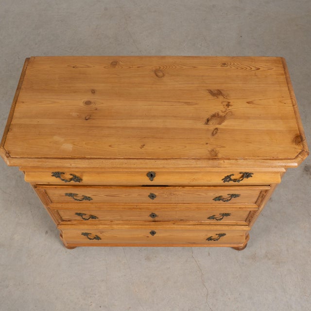 19th Century Danish Waxed Pine Chest of Four Drawers For Sale - Image 4 of 14