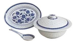 Vintage Riceware Covered Tureen and Serving Platter - Set of 3