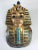 Vintage King Tut wall bust with hanging hardware on verso. No maker's mark. Dims: 9" W x 5.5" D x 13.5" H