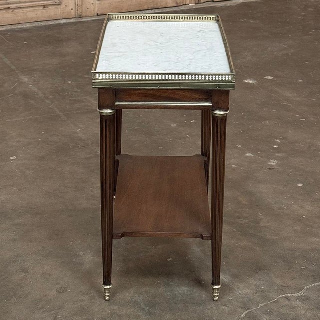 Louis XVI Mahogany Gallery Side Table With Carrara Marble Top For Sale - Image 15 of 17