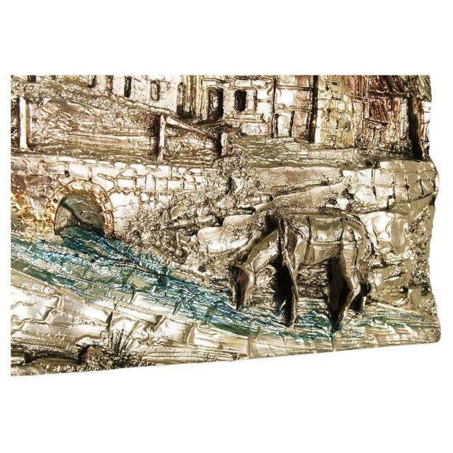 Italian 925 Silver and 24-Karat Gold-Plated Bronze High-Relief Landscape from Argenteria Darte Guerrini, 1990s For Sale - Image 6 of 9