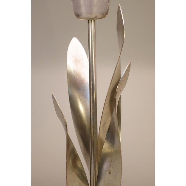 1950s Mid Century Modern Sculptural Tulip Nickel Brass Table Lamp 1950's Russel Wright For Sale - Image 9 of 13