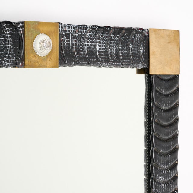 Murano Glass and Brass Mirror For Sale - Image 4 of 9