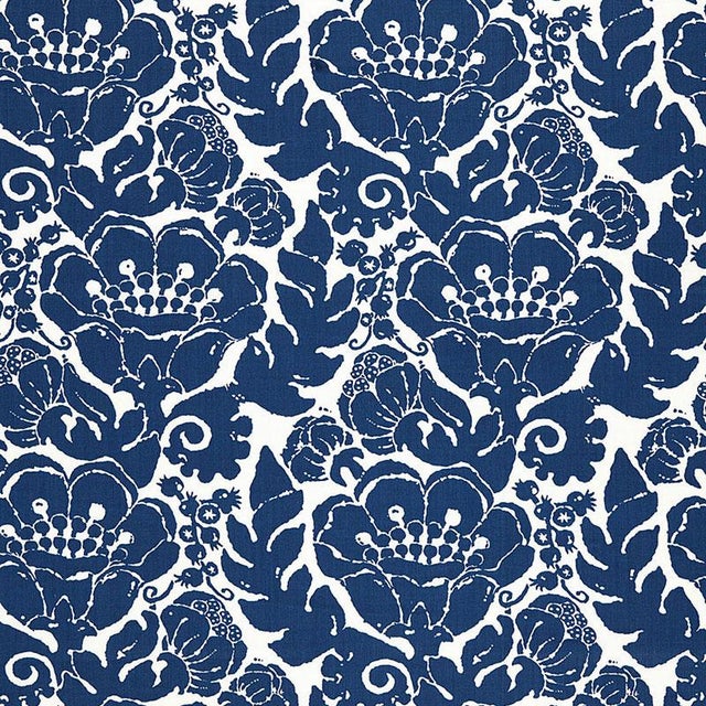Sample- Schumacher X Trina Turk Louis Nui Print Fabric in Ocean For Sale