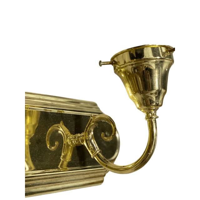 Vintage Vanity Wall Sconce 3 Light Fixture Polished Brass Finish For Sale - Image 4 of 7