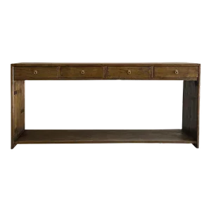Custom Elm Wood Modern Console Table With Drawers in Dark Walnut-58"