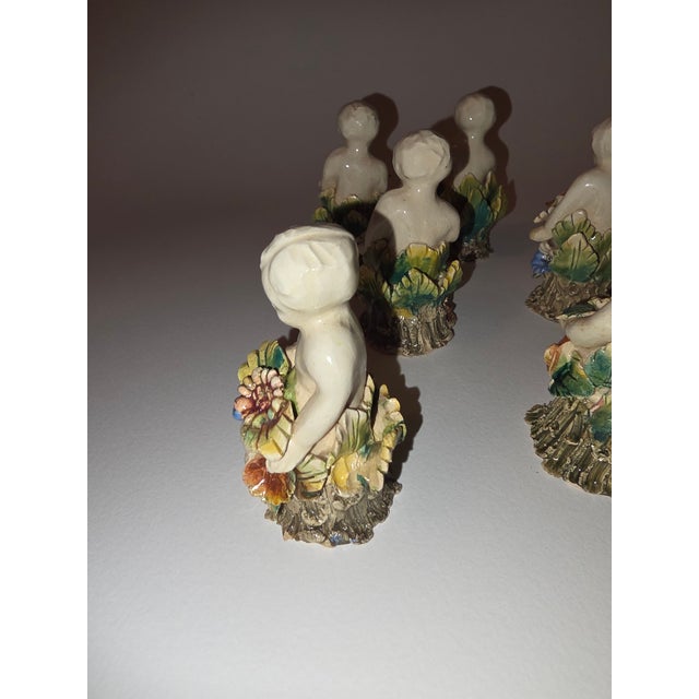 Beautiful Antique Italian Capodimonte Figural Place Card Holders 12 For Sale - Image 4 of 11