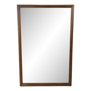 Mid Century Modern Rectangular Wall Mirror With Rounded Walnut Frame For Sale