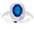 14k White gold ring with 1.04 carat sapphire and 42 round brilliant diamonds wighing 0.45 carats. 3.27 grams size 7