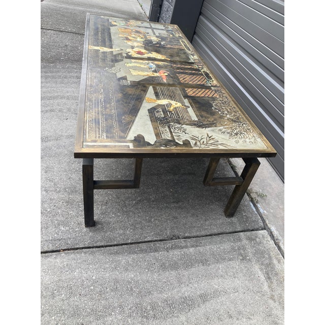 Copper Mid 20th Century Philip and Kelvin LaVerne Chin Ying Bronze Coffee Table With Reverse Ordered and Misspelled Signature For Sale - Image 8 of 11