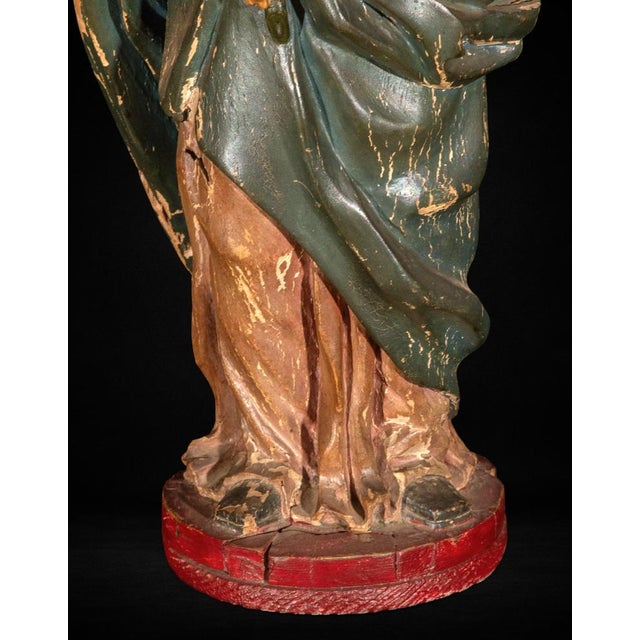 Spanish Artist, Figure of Saint Catherine, 18th Century, Polychrome Wood For Sale - Image 5 of 9