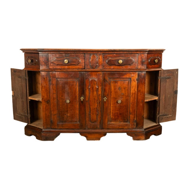17th Century Antique Italian Walnut Baroque Credenza Buffet Side Cabinet Circa 1680 Ex De Young Museum San Francisco For Sale - Image 5 of 12