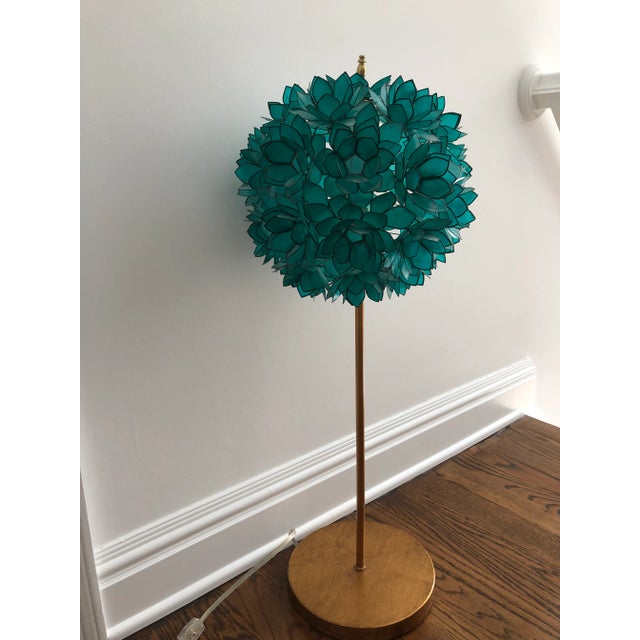 Contemporary Turquoise Capiz Shell Table Lamp For Sale - Image 3 of 5