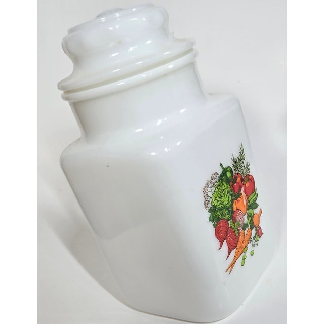 Harvest Milk Glass Canister For Sale - Image 6 of 10