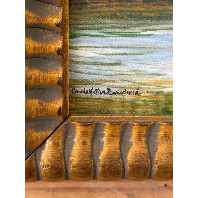 Signed Tropical Leopard Waterfall Acrylic Painting in Carved Gilt Wood Frame For Sale - Image 4 of 12