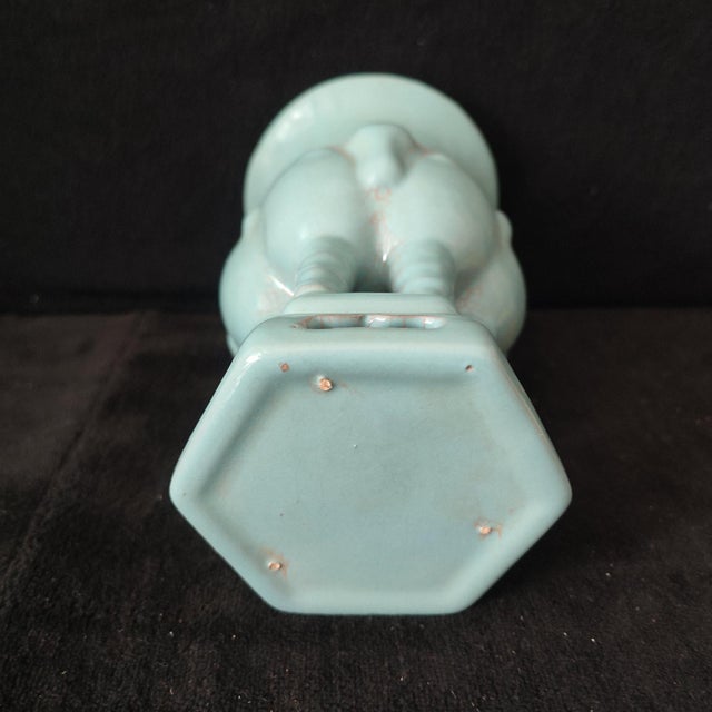 Early 20th Century Chinese Ceramic Vase,Ru Ware Celadon Glaze Porcelain Vase Hand Carved Elephant Pattern For Sale - Image 5 of 9