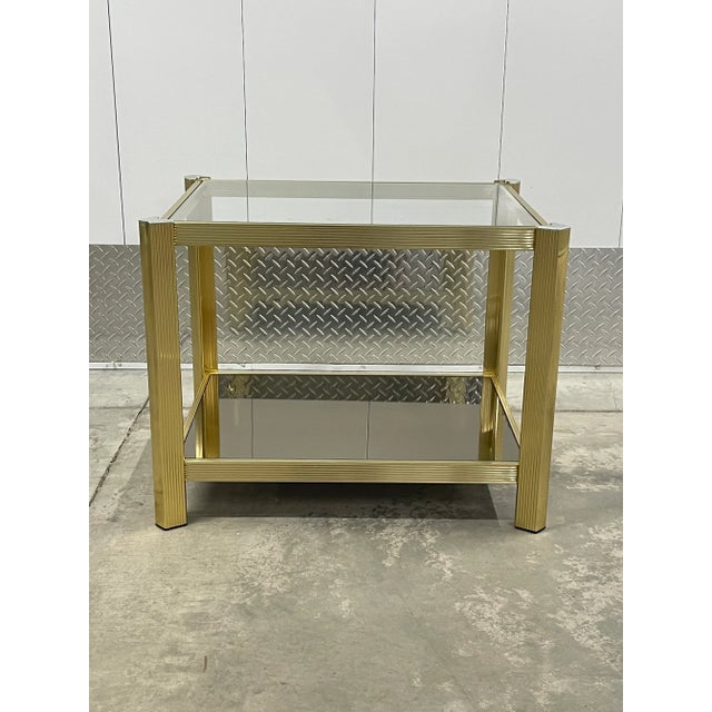 1980s 1980s Hollywood Regency Brass and Glass Side Table For Sale - Image 5 of 5