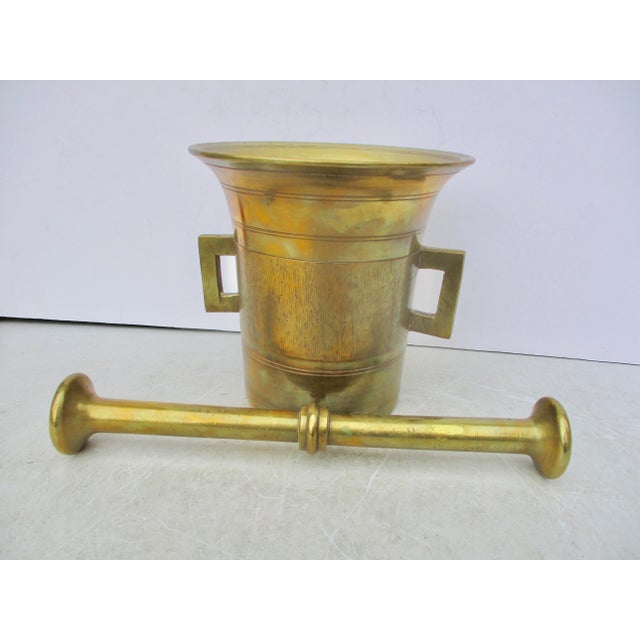 Metal Antique Bronze Mortal and Pestal For Sale - Image 7 of 7