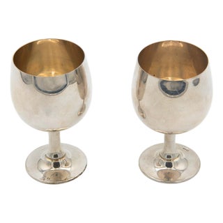 Plain Silver Goblets, Set of 2 For Sale