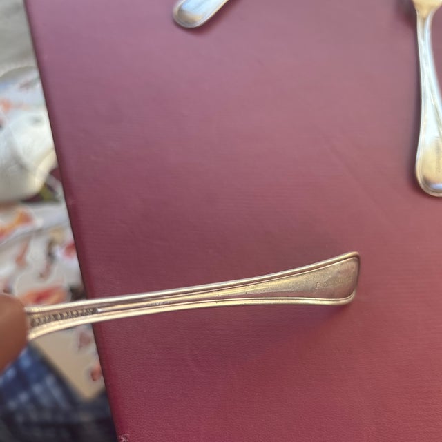 1930s Circa 1930s Reed & Barton Triplex Hotel Ware Silver Plate Trident Oyster Forks Set of 3 From the Parker House Hotel in Boston For Sale - Image 5 of 8