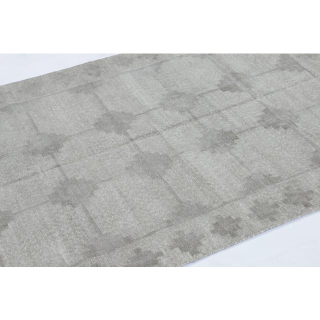 Rug & Kilim Rug & Kilim’s Indian Dhurrie Rug in Slate Gray With Geometric Patterns For Sale - Image 4 of 6