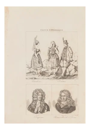 Unknown - Costumes and Portraits - Original Lithograph - 19th Century
