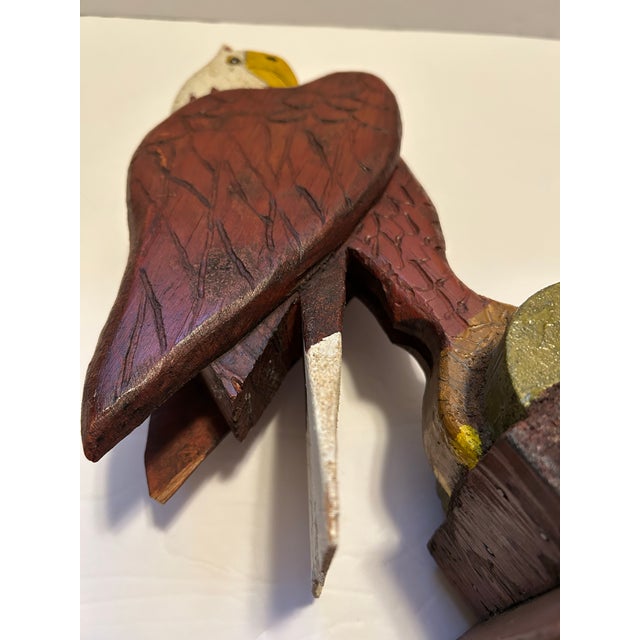 Wood American Eagle Wood Folk Art Statue For Sale - Image 7 of 12