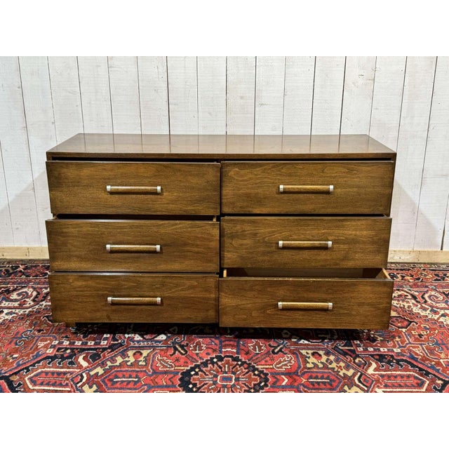 Art Deco Style Chest of Drawers in Walnut and Oak, 1950s For Sale - Image 3 of 18