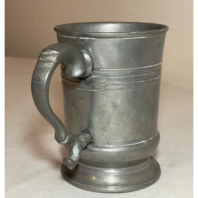 Rare Antique 18th Century Handmade Pewter Beer Mug Stein Early Touch Mark 1700's For Sale - Image 4 of 12