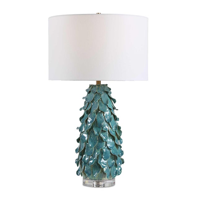 Glass Mina Teal Blue Table Lamp For Sale - Image 7 of 7