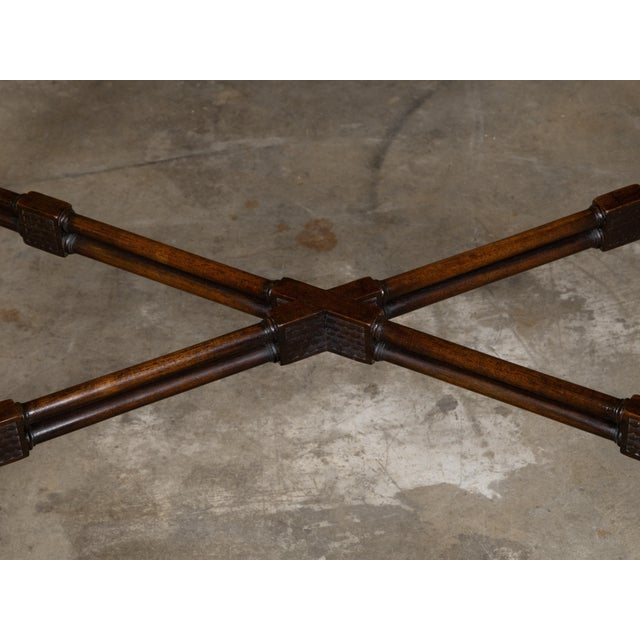English 19th Century Mahogany Faux Bamboo Side Table with Carved Tray Top For Sale - Image 11 of 12