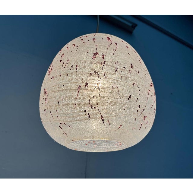 Mid-Century Modern German Space Age Glass Pendant Lamp with Red Paint Splashes, 1960s For Sale - Image 18 of 18