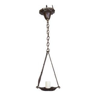 Restored Iron Arts and Crafts Pendant For Sale