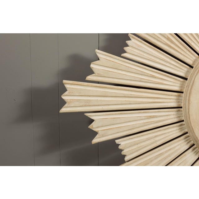 Painted Wood Modern Custom Sunburst with Convex Mirror with Varying Rays For Sale - Image 11 of 12