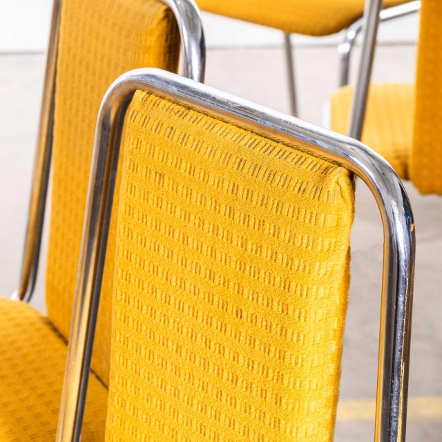 Metal Mustard Yellow Stacking Dining Chairs with Chrome Frame, 1980s, Set of 14 For Sale - Image 7 of 11