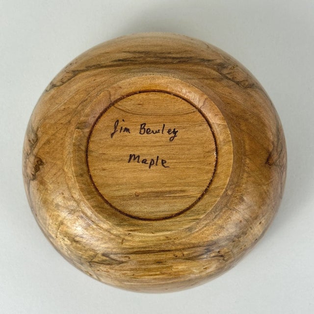 Vintage Studio Craft Turned Maple Bowl and Turned Honey Locust Bowl, Signed For Sale - Image 4 of 9