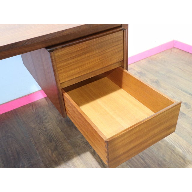 1960s Mid Century Modern Vintage Afromosia Teak Writing Office Desk For Sale - Image 13 of 15
