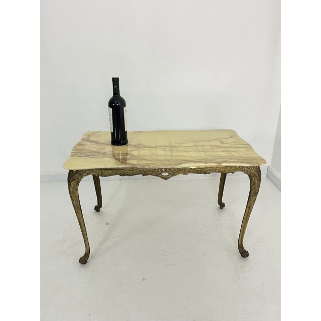 1950s Mid-Century Brass and Marble Coffee Table, Italy, 1950s For Sale - Image 5 of 14