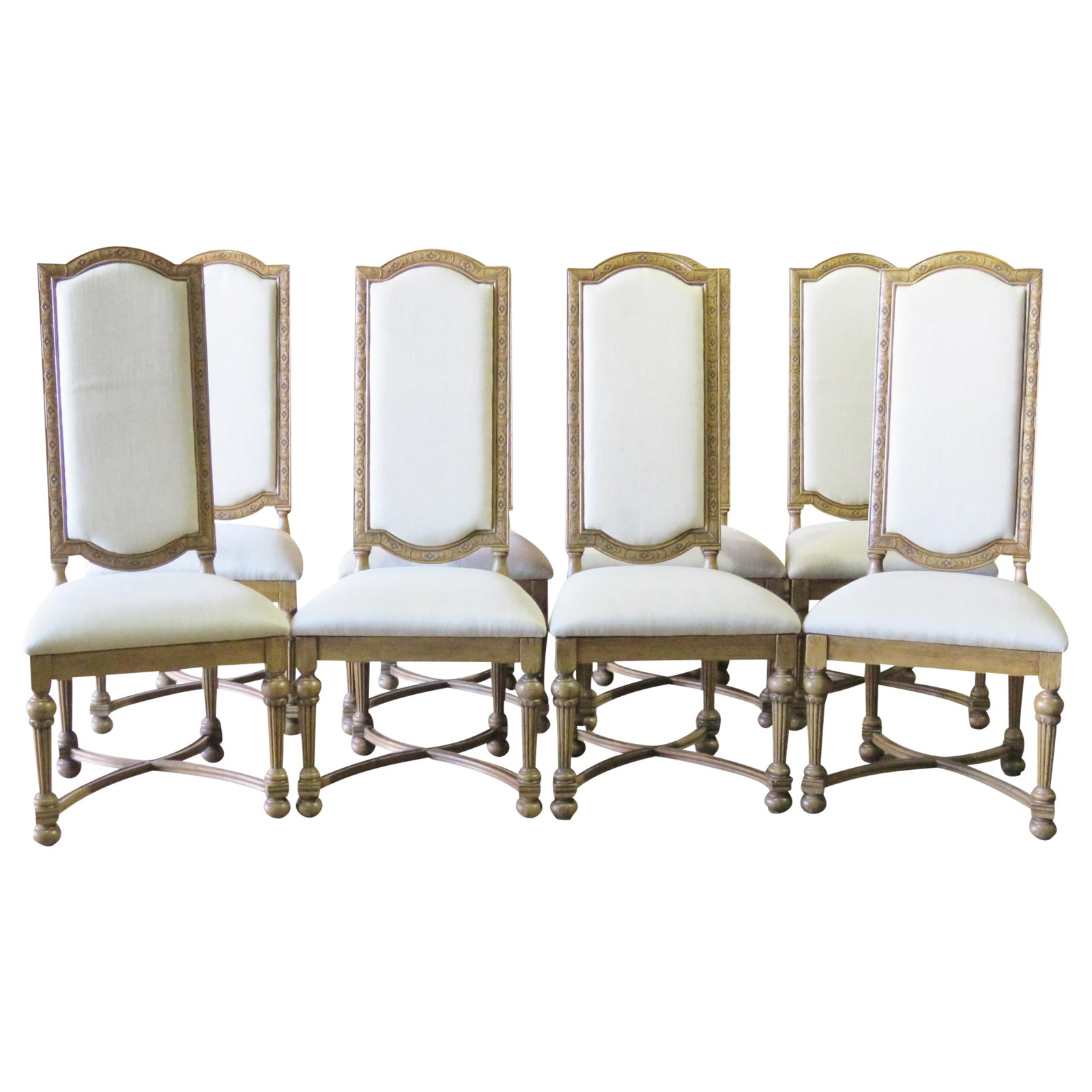 Jonathan Charles Highback Dining Chairs Set of 8 Chairish