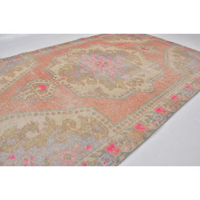 Apricot Colour Oushak Vintage Rug For Sale - Image 10 of 10