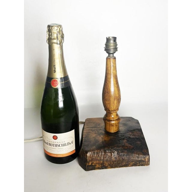 Vintage Brutalist Wooden Table Lamp, France, 1960s For Sale - Image 4 of 17