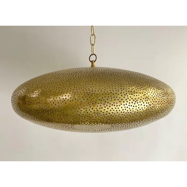 Mid-Century Modern Mid-Century Modern Style Oval Spaceship Brass Pendant or Lantern For Sale - Image 3 of 12