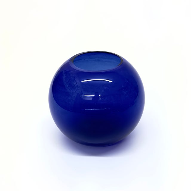 Blue Mid-Century Cobalt Blue Glass Vessel Curation - Group of 7 For Sale - Image 8 of 9