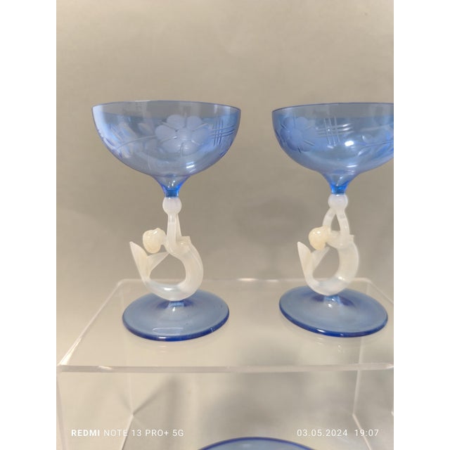 Liqueur Set of Glasses and Carafe from Lauscha, 1940s, Set of 6 For Sale - Image 3 of 9