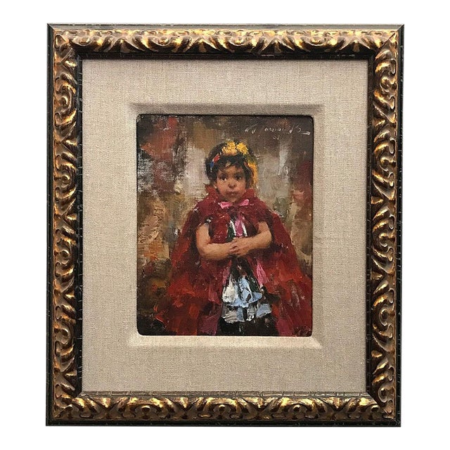 Ramon Kelley Little Girl Wearing Red Cape For Sale