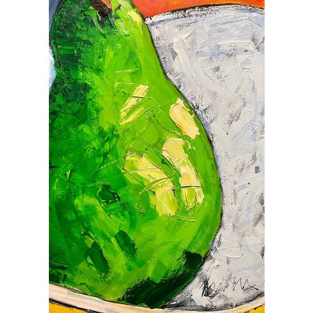 Suzanne Mears, Large Pop Art Oil Painting "Pear" Modernist Colorful Composition Suzanne Mears For Sale - Image 4 of 15