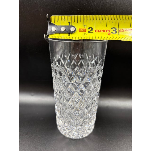 Mid 20th Century Cut Crystal Highball Tumblers With Diamond Pattern - 5 Piece Set For Sale - Image 11 of 12