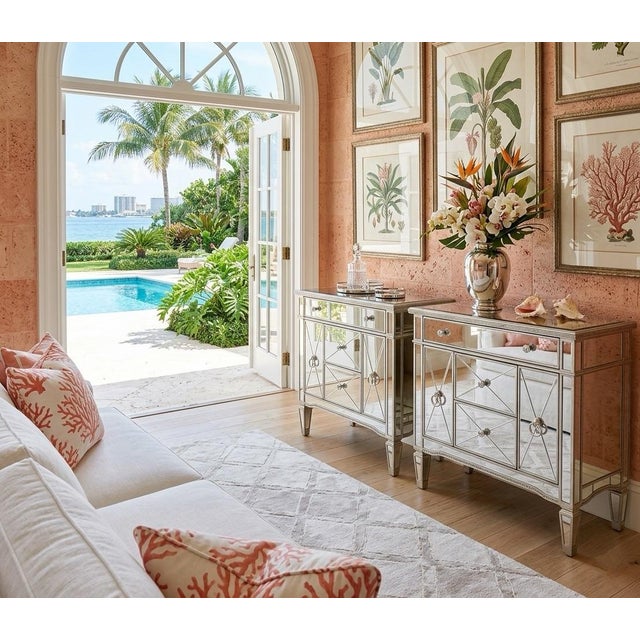 Glass Elegant Pair of Vintage Mirrored Chests For Sale - Image 7 of 9